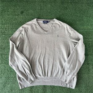 Y2K Polo Ralph Lauren Pima cotton light green  V-neck sweater Size